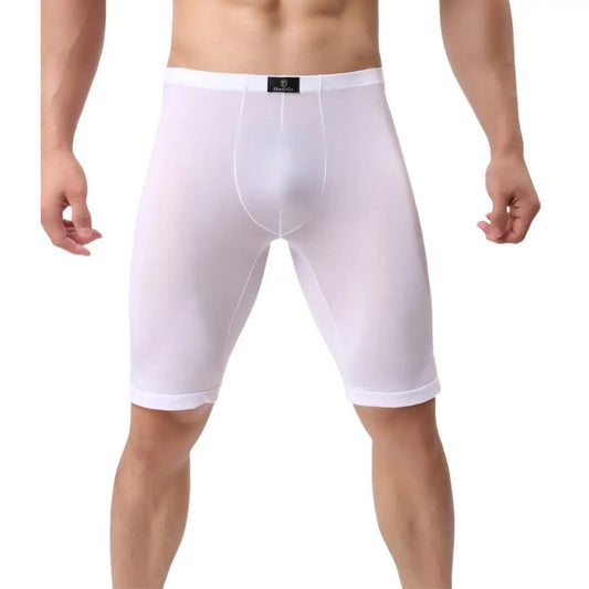 Men's Compression Boxers Elastic Waistband White - His Inwear