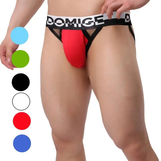 Men's Cotton Stretch Jockstraps with Silver Logo Waistband - Engineered Male Thongs - His Inwear