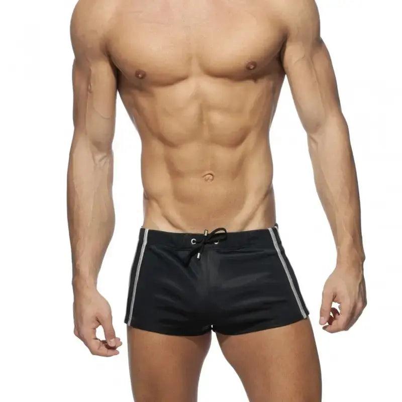 Men's Faux Leather Low-Rise Sports Shorts – Breathable, Quick-Dry for Yoga & Fitness - His Inwear