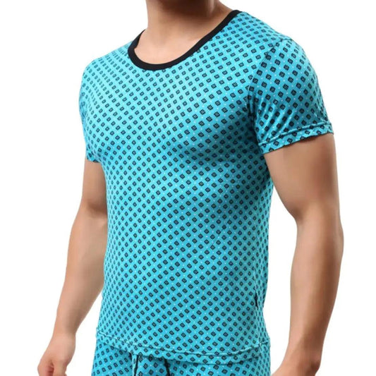 Men's Green O-Neck T-Shirt - Casual Stretch Fit Modal Blend Top for Male - His Inwear