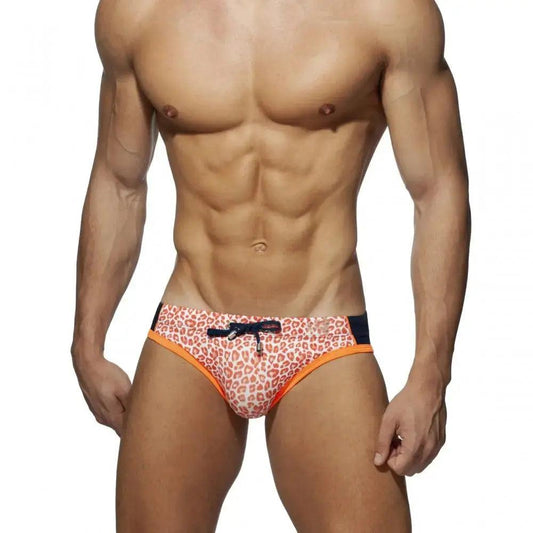 Men's Leopard Print Low-Rise Swim Briefs – Sexy Bikini Style for Beach & Spa - His Inwear