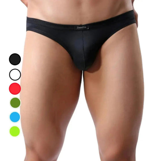 Men's Premium Ice Silk Nylon Briefs Nylon Logo Waistband and Seamless Rear Design Male Underwear - His Inwear