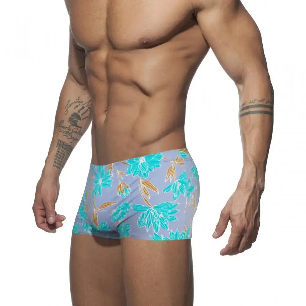 Men's Printed Low-Rise Swim Boxers with Drawstring – Quick-Dry Nylon, European Style - His Inwear