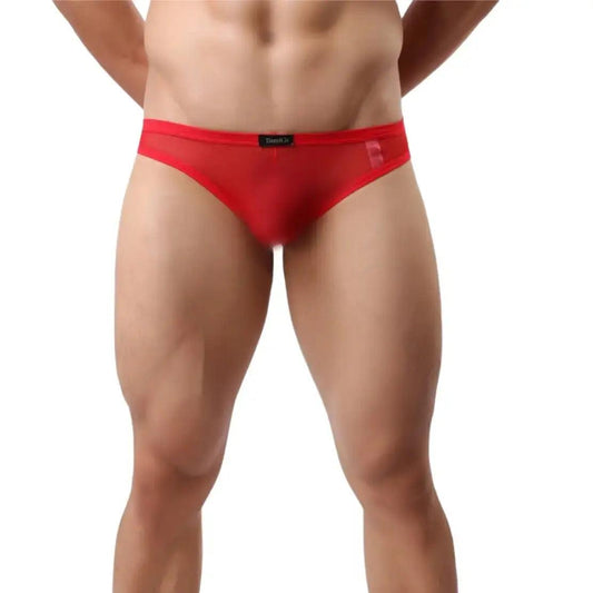 Men's Revealing Low-Rise Mesh Jockstrap with Logo Waistband and Enhancing Pouch Sexy Underwears for Man - His Inwear