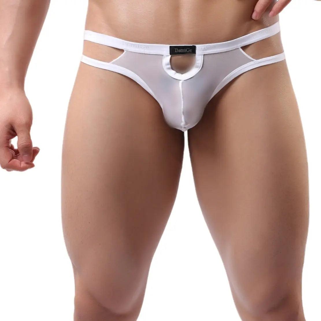 Men's Underwear with Elastic Waistband and Hollow Design G-String - His Inwear